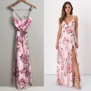 Oh so romantic pink floral maxi dress XS